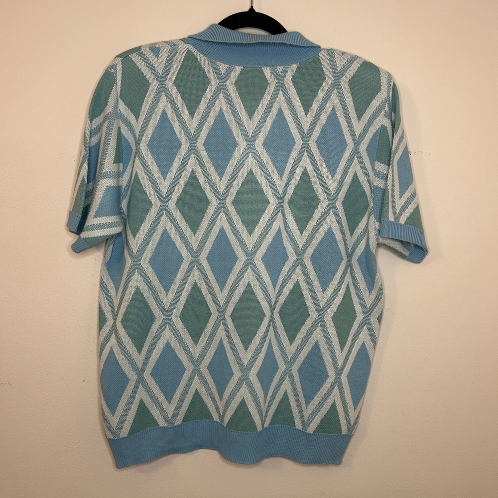 Vintage Alfred Dunner Golf Polo Shirt XL Diamond Argyle Knit - Picture 5 of 5